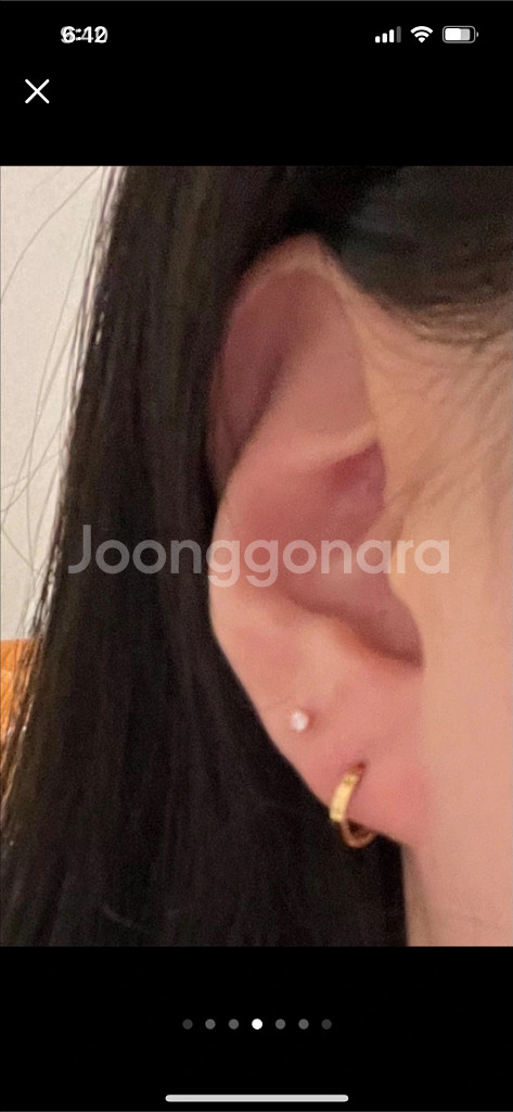 18k 평민자 옐로우골드 원터치 링 귀걸이 한쌍--3