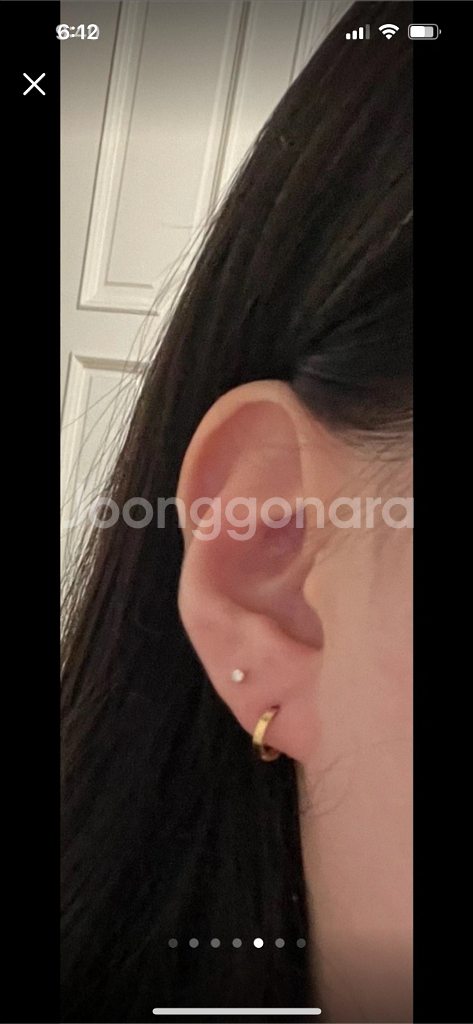 18k 평민자 옐로우골드 원터치 링 귀걸이 한쌍--4
