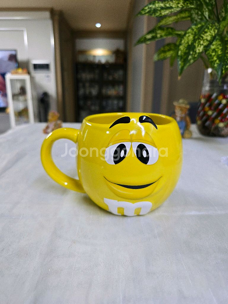 빈티지 레트로 m&m 노랑 머그 큰사이즈 컵 1개~*--0