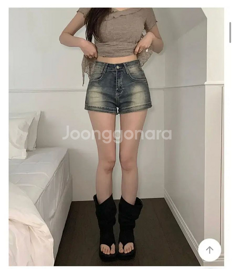 새상품) 빈티지 워싱 데님 반바지--2