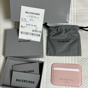 발렌시아가 여성 캐쉬 2.0 카드 홀더 스웨이드 핑크