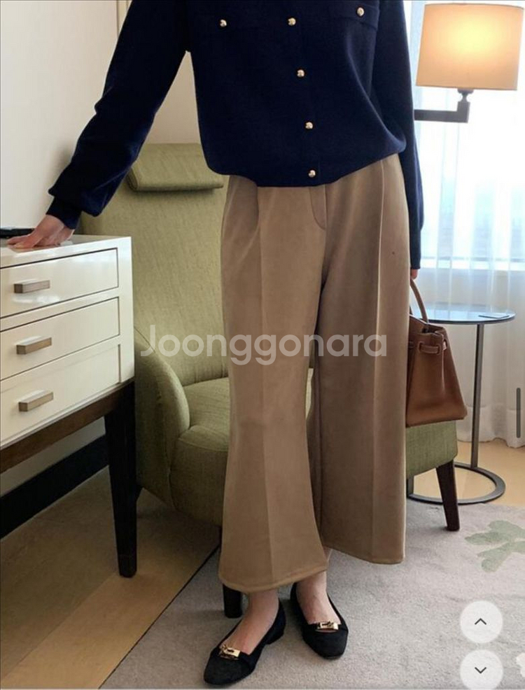 리앙쥬 카멜스웨이드 9부 팬츠--0