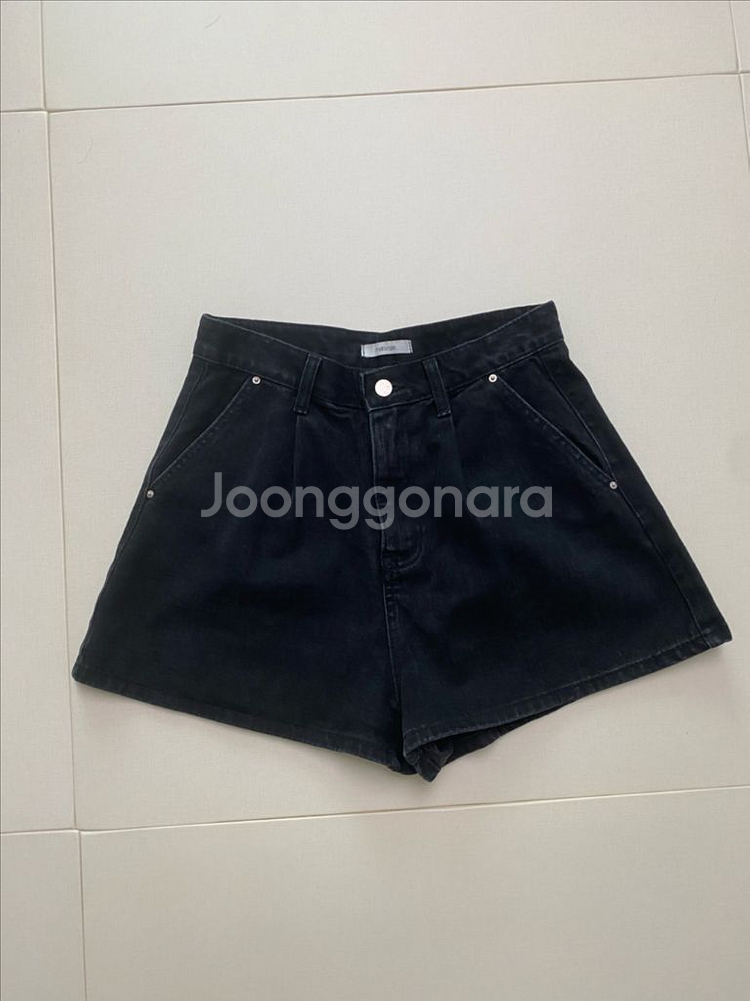 블랙 데님 반바지--0