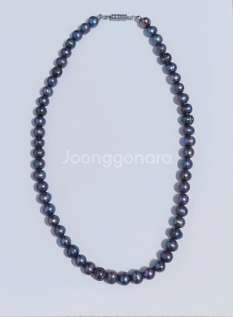 흔하지않은 담수 흑진주 목걸이--1