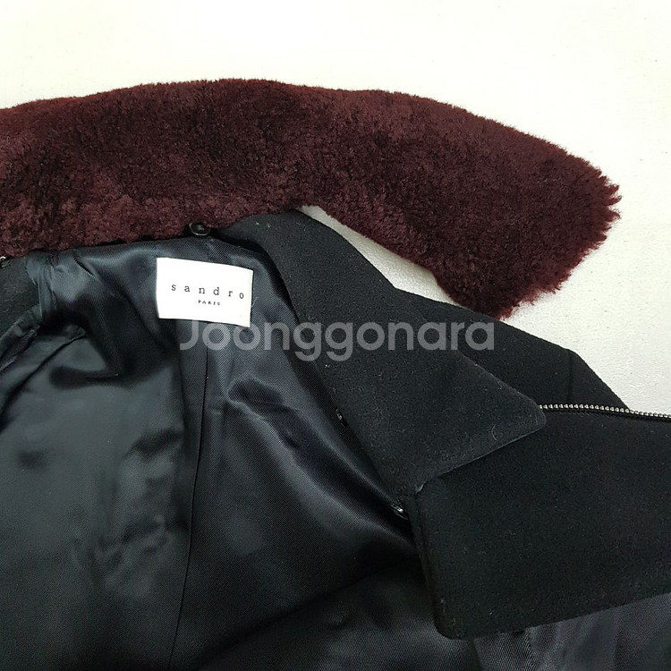 산드로 양가죽 포켓 디테일 울 코트 36사이즈--5