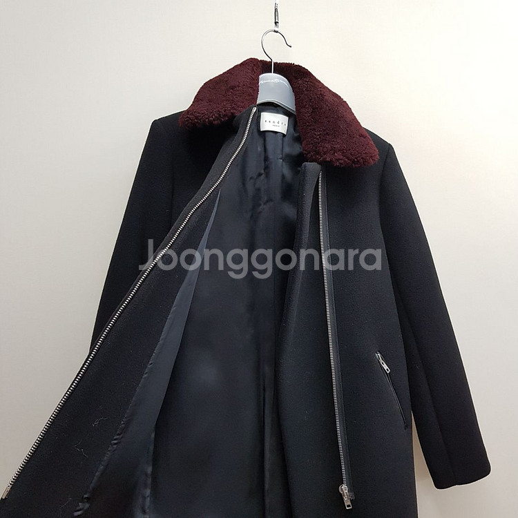 산드로 양가죽 포켓 디테일 울 코트 36사이즈--4