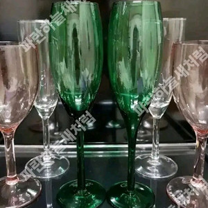 80s리비글라스2p일괄USA 그린플르트유리잔