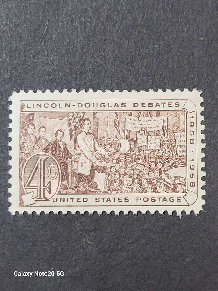 (미국우표)1958년 미국 링컨대통령,스티븐 더글러스논--0