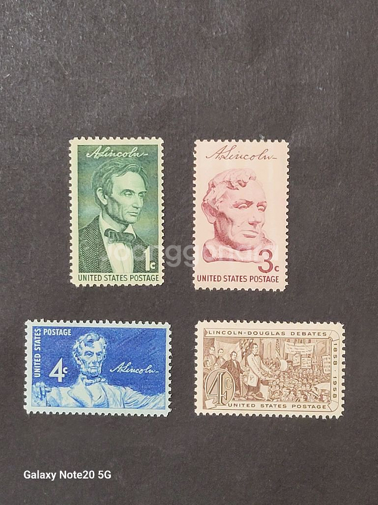 (미국우표)1950년대 링컨대통령 기념우표 4종 풀세--0