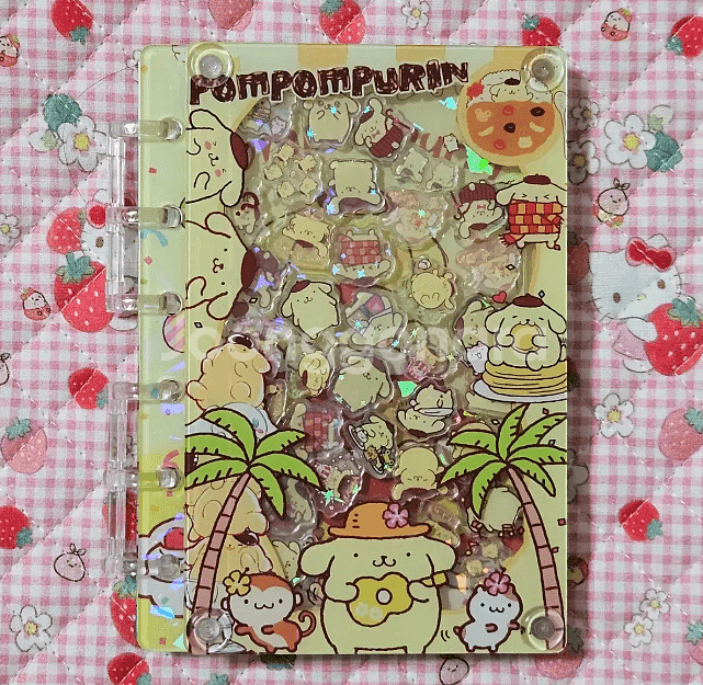 A7 산리오 폼폼푸린 아크릴 쉐이커 다이어리 노트--0