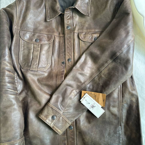 RRL 핸드디스트레스트 레더 오버 셔츠