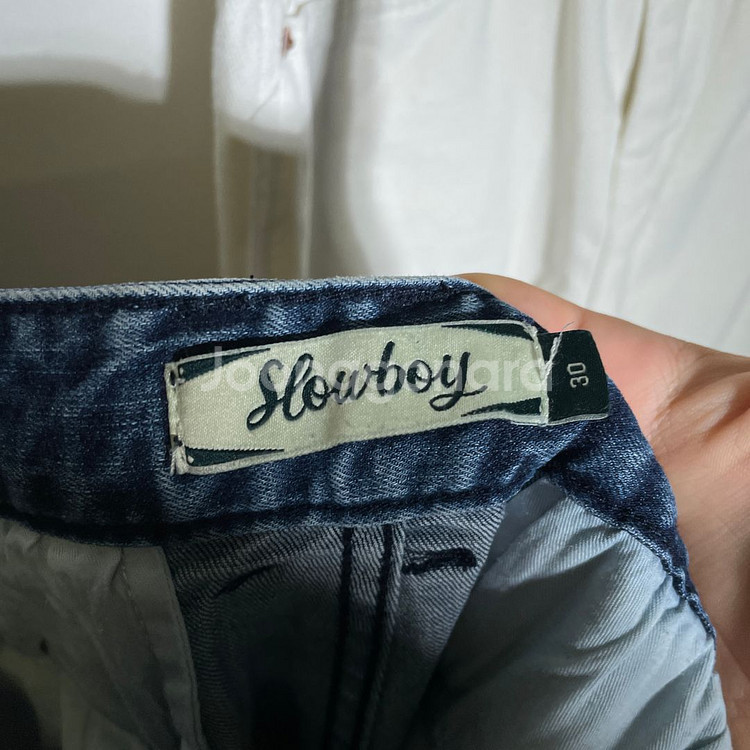 30인치)비슬로우 슬로우보이 중청 와이드핏 데님 청바지--6