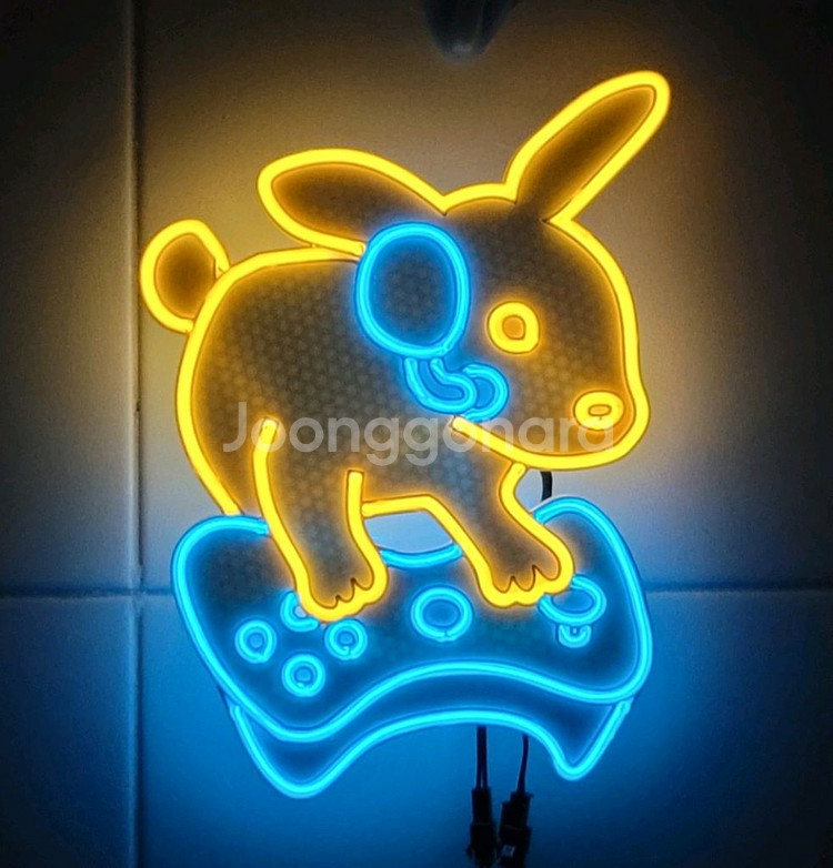 네온사인 토끼 게이머 게임 조명 램프--0