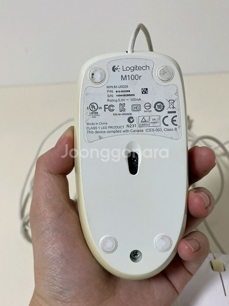 유선 마우스 2개 세트 (로지텍 M100r + 삼성 W--5