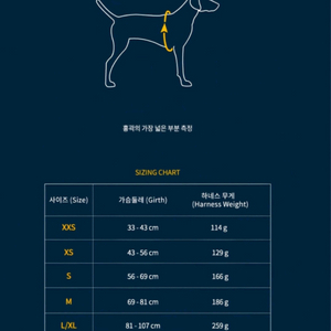 러프웨어 강아지 하네스 S