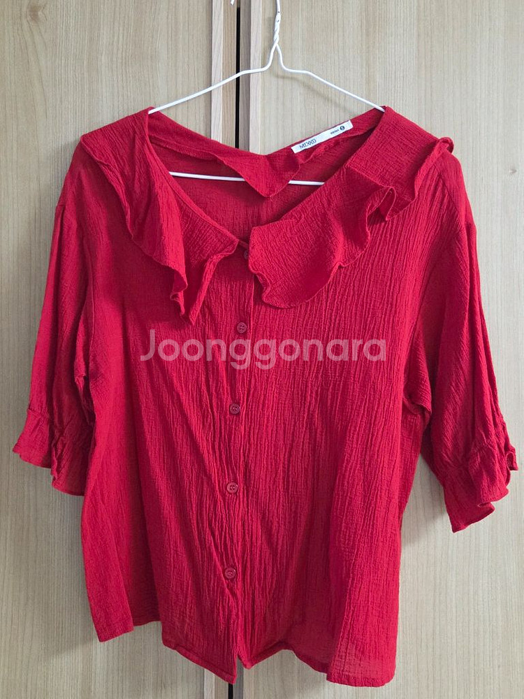미쏘 와이드 프릴 브이넥 블라우스(레드/S)--2