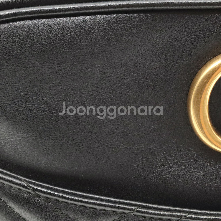 구찌 블랙 레더 GG마몬트 쉐브론 카메라 크로스백--8