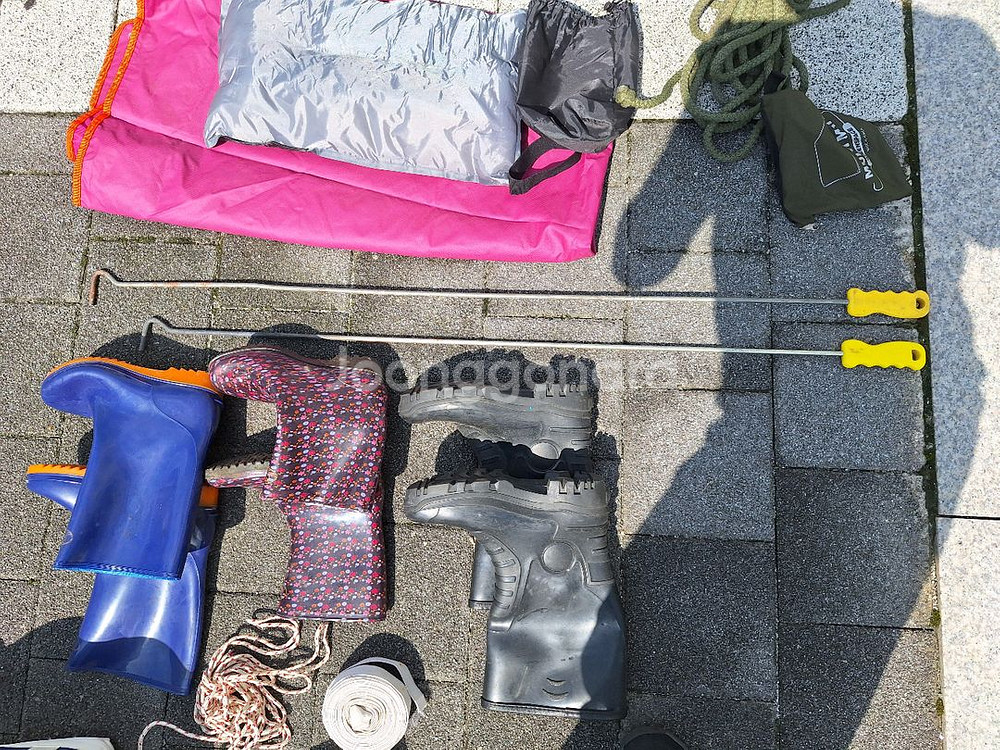 캠핑용품.어망,로프,탄력밴드스텐밥상스텐국자삽,장화들견인--4