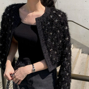 브론 크롭 트윙클 가디건