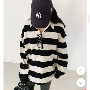 에이블리 남여공용 스트라이프 카라 티셔츠 (새상품)