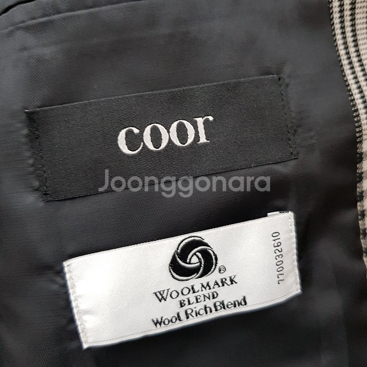 쿠어 COOR 쓰리 버튼 체크 블레이저 L사이즈--2