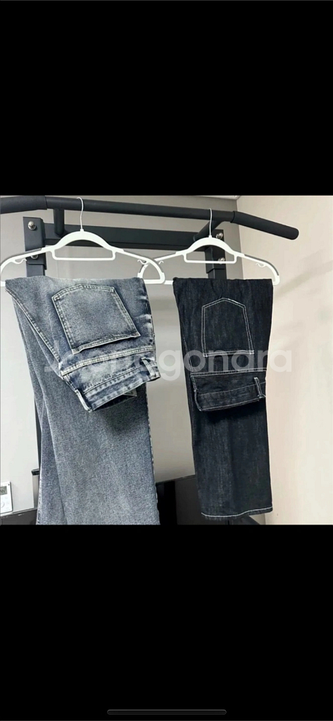 블랙 세미 원턱 와이드 데님 팬츠 (30)--7