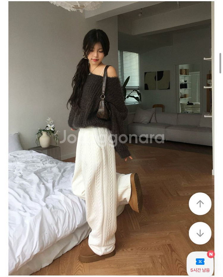 에이블리 남여공용 퀼팅 꽈배기 와이드 팬츠 (새상품)--0