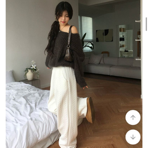 에이블리 남여공용 퀼팅 꽈배기 와이드 팬츠 (새상품)