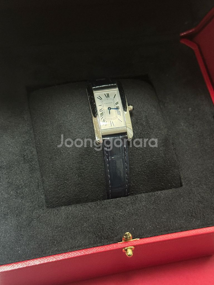 까르띠에 탱크 아메리칸 워치 스몰 쿼츠 네이비블루--1