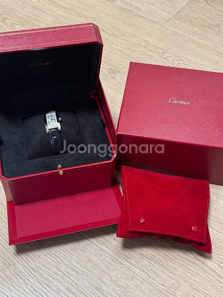 까르띠에 탱크 아메리칸 워치 스몰 쿼츠 네이비블루--0