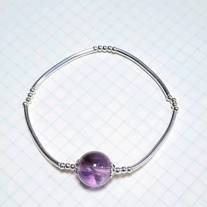 핸드메이드 AA 레인보우 스모키자수정 은팔찌 (925은