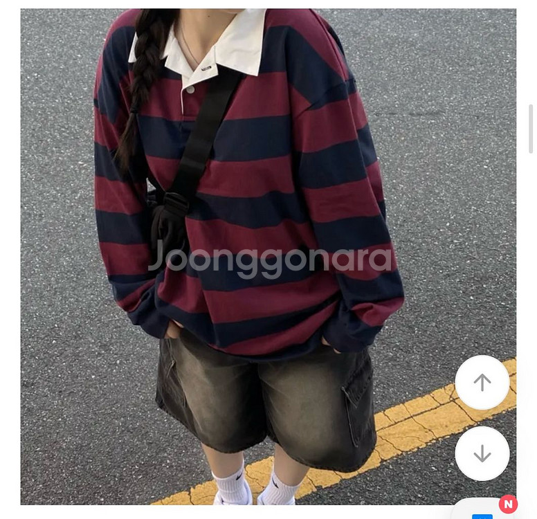 에이블리 남여공용 스트라이프 카라 티셔츠 (새상품)--2