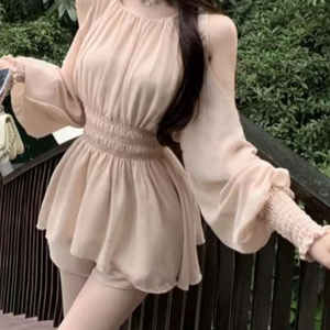 오프숄더 쉬폰 투피스