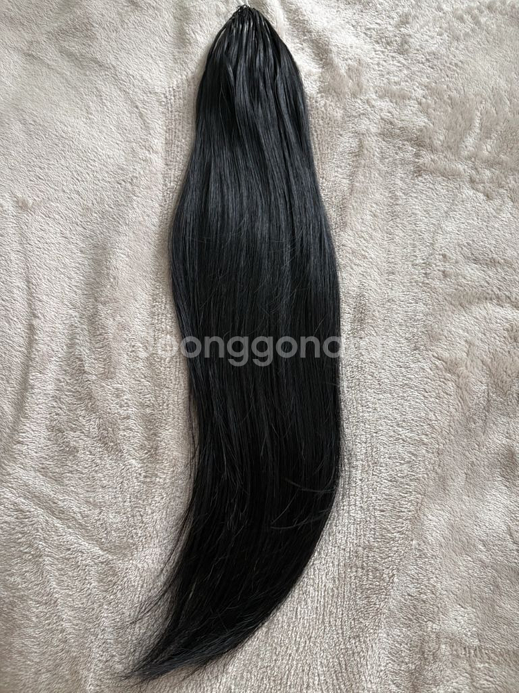 붙임머리 유팁/노팁 18인치 먹물 블랙--0