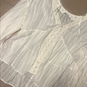 자라 ZARA 화이트 세미시스루 프릴 블라우스