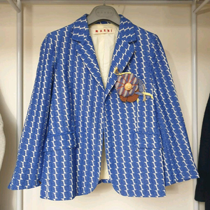 MARNI 마르니 블루리프자수 오픈프론트 슬림핏 자켓