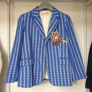 MARNI 마르니 블루리프자수 오픈프론트 슬림핏 자켓