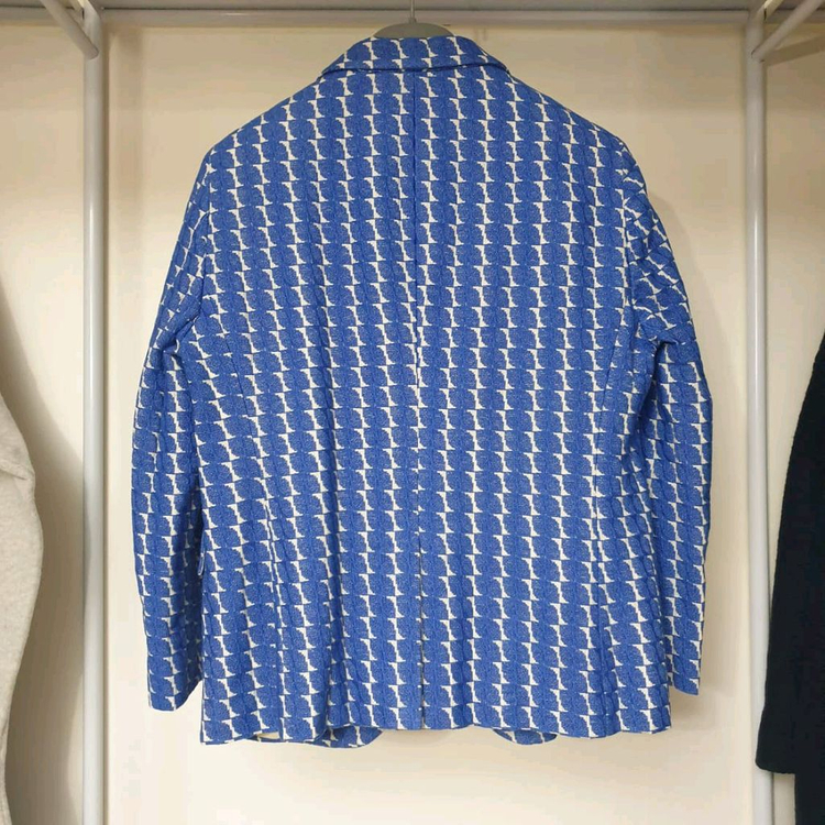 MARNI 마르니 블루리프자수 오픈프론트 슬림핏 자켓--3