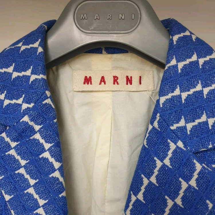 MARNI 마르니 블루리프자수 오픈프론트 슬림핏 자켓--4