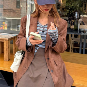 새제품)플라스틱아일랜드 스웨이드자켓 M사이즈