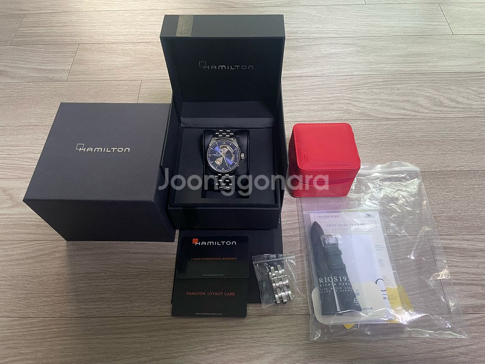 해밀턴 재즈마스터 오픈하트 42mm 청판 오토매틱--1