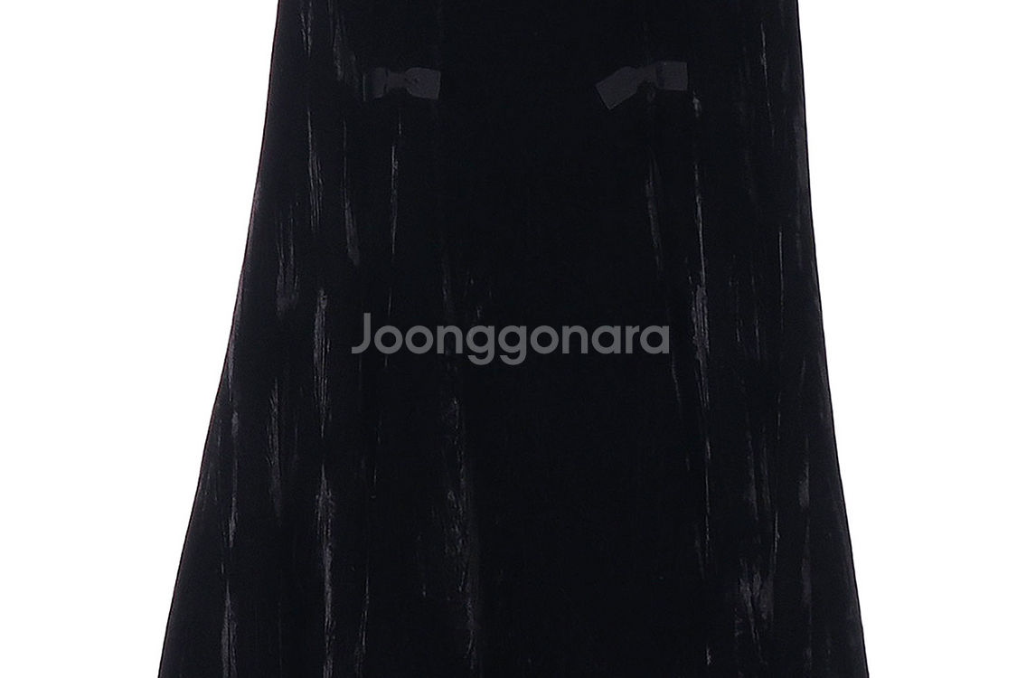 [S]모조에스핀 블랙 벨벳 리본 롱 플레어스커트 셋업--2