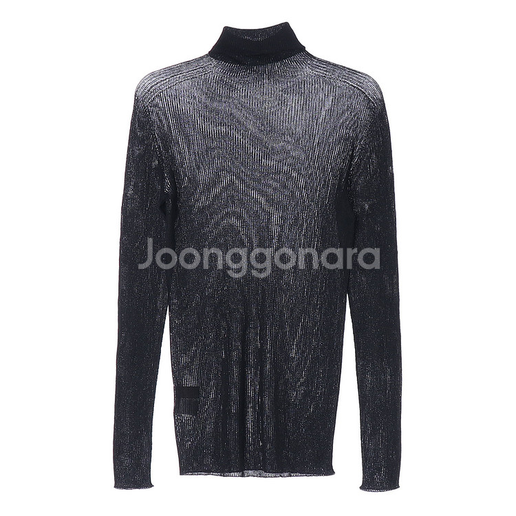 [S]시스템 블랙 실버 터플넥 긴팔 니트 티셔츠--3