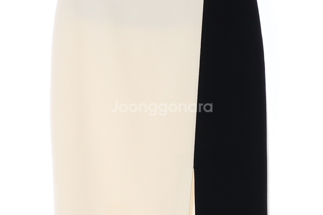 [S]아이잗 콜렉션 블랙 아이보리 배색 롱 스커트 치마--2