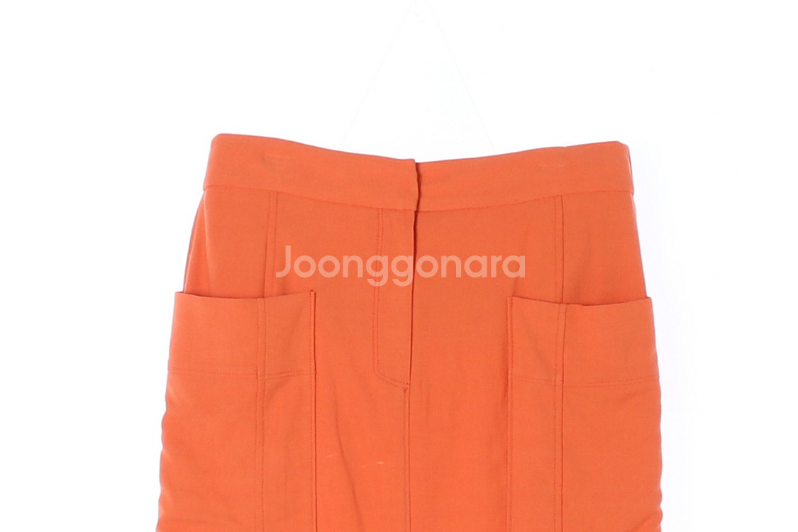 [S]아이잗 콜렉션 린넨 오렌지 빅포켓 뒷밴딩 롱 스커--1