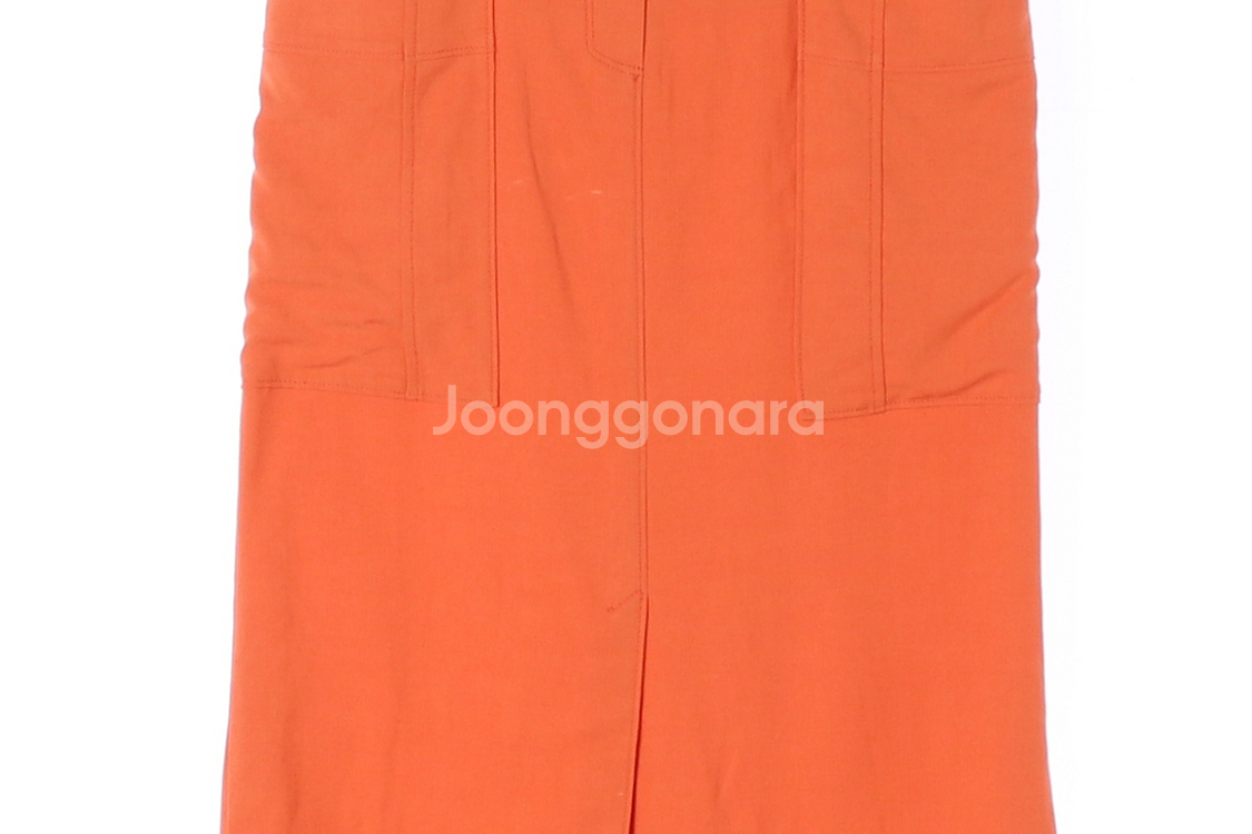 [S]아이잗 콜렉션 린넨 오렌지 빅포켓 뒷밴딩 롱 스커--2