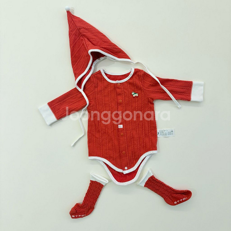 에뜨와 크리스마스 아기 산타복 세트 6m--0