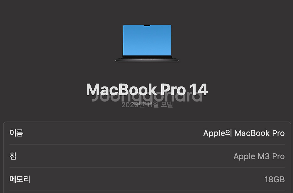 맥북프로14 M3 pro 18gb / 512gb--1