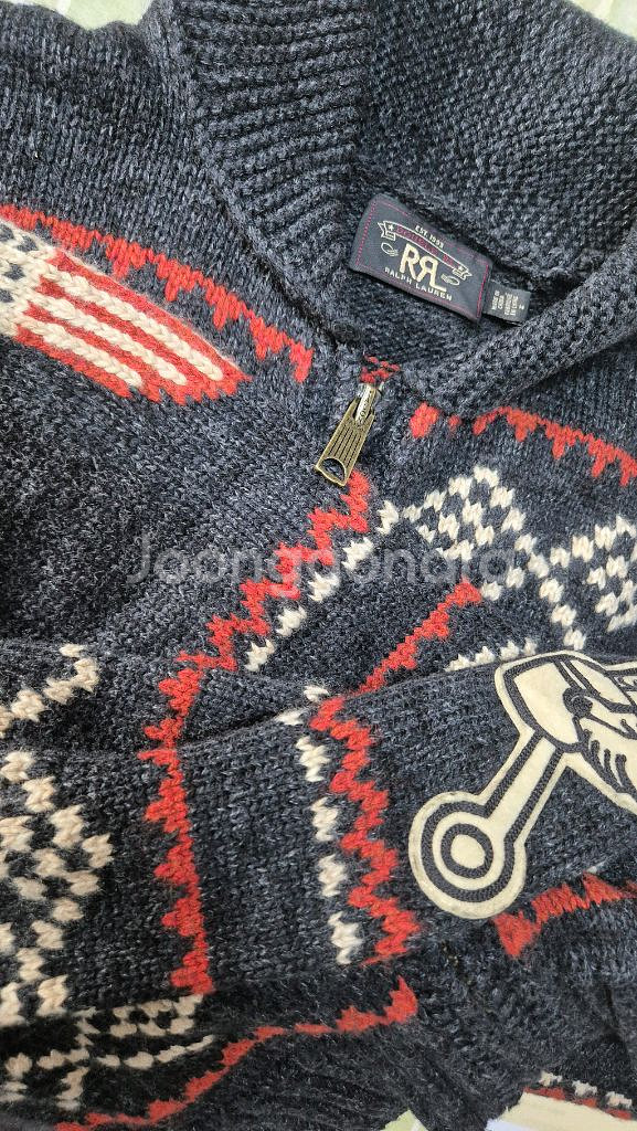 RRL 더블알엘 카 모티브 울지퍼 카디건 M--3