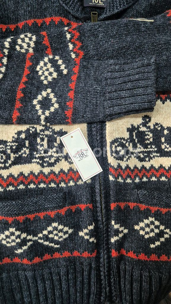 RRL 더블알엘 카 모티브 울지퍼 카디건 M--4